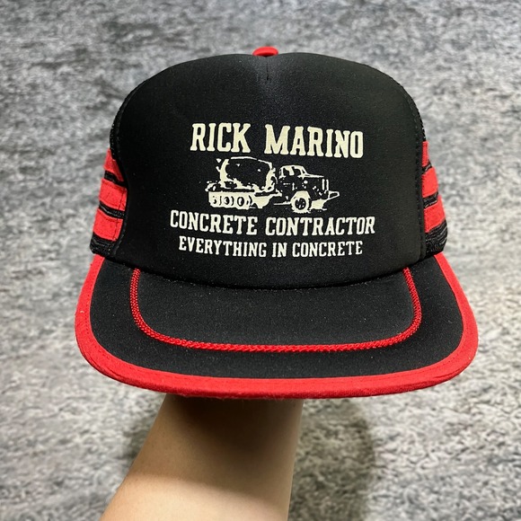 Vintage 90s‎ Rick Marino Three Stripe Mesh Trucker Hat Snapback Cap - Picture 2 of 9